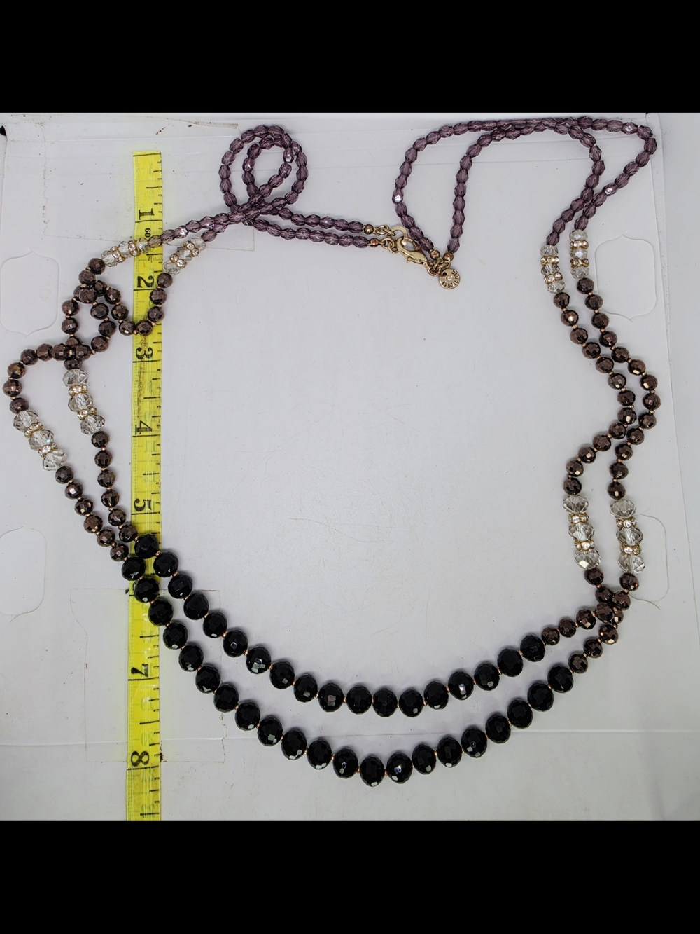 Lydell NYC Faceted Bead Purple Black Long Layer Multi-Strand Necklace Whimsigoth
